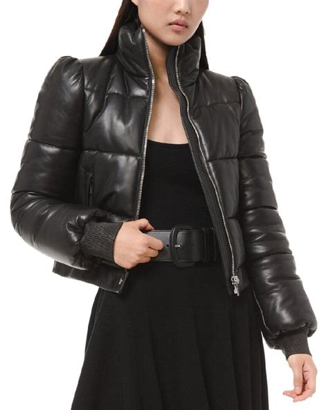 michael kors patent leather puffer jacket|Michael Kors lightweight puffer jacket.